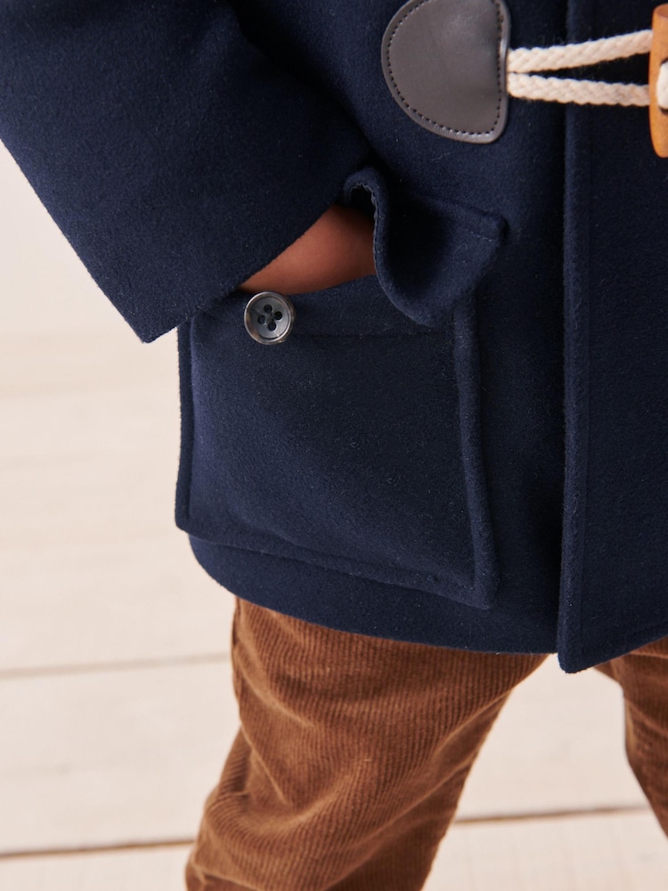 Navy Blue Teddy Fleece Lined Duffle Coat (3mths-7yrs) - Image 7 of 10