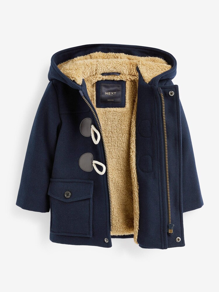 Navy Blue Teddy Fleece Lined Duffle Coat (3mths-7yrs) - Image 9 of 10