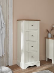 Chalk White Hampton Painted Oak Collection 4 Drawer Tall Chest Of Drawers - Image 1 of 8
