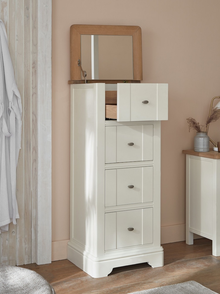 Chalk White Hampton Painted Oak Collection 4 Drawer Tall Chest Of Drawers - Image 2 of 8