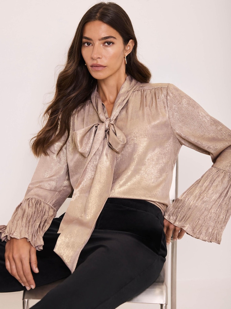 Buy Mint Velvet Pink Metallic Ruffle Detail Blouse from Next Saudi Arabia