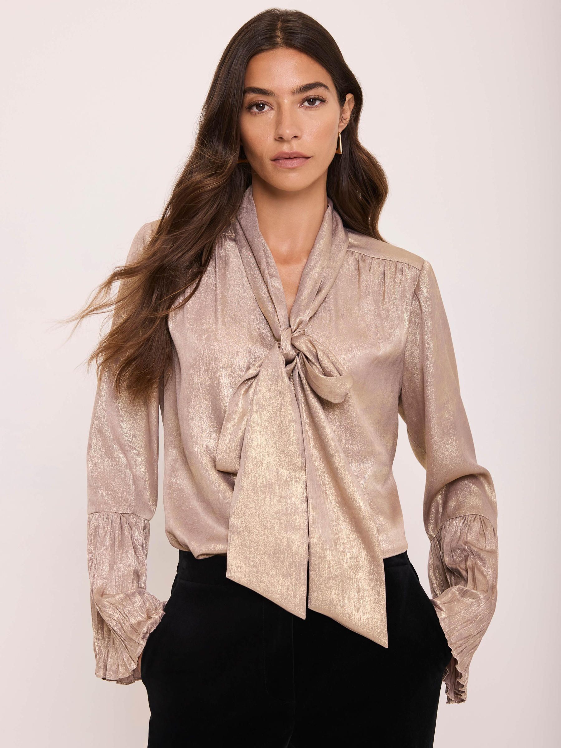Buy Mint Velvet Pink Metallic Ruffle Detail Blouse from Next Saudi Arabia