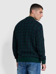 Farah Green Mossmun Crew Neck Check Sweater - Image 2 of 5