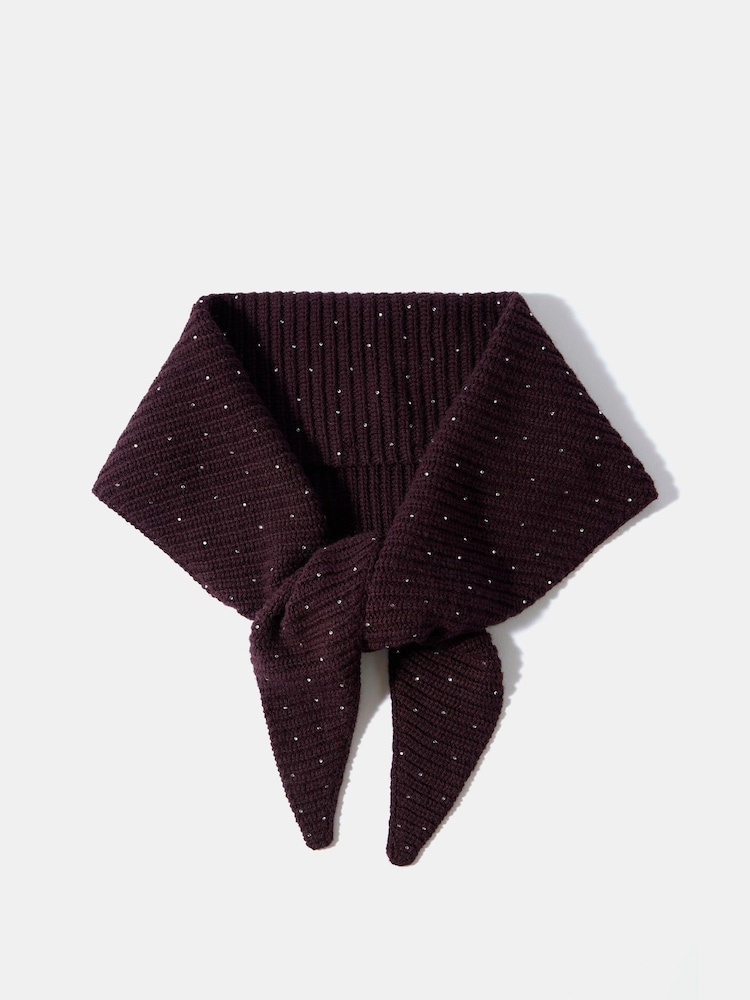 Rød - Mint Velvet Embellished Knit Scarf - Billede 1 af 4 Rød - Mint Velvet Embellished Knit Scarf - Billede 1 af 4