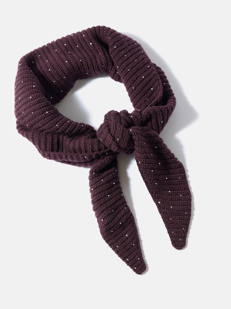 Rød - Mint Velvet Embellished Knit Scarf - Billede 2 af 4 Rød - Mint Velvet Embellished Knit Scarf - Billede 2 af 4