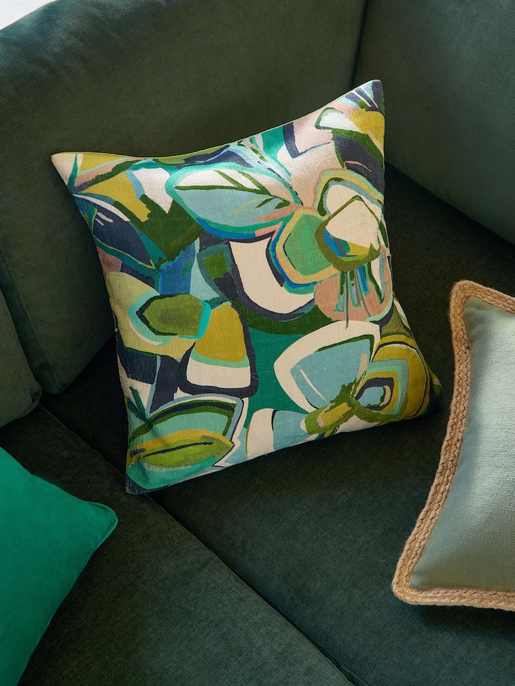 Bright Green Leaf 50 x 50cm Cushion - Image 1 of 4