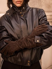 Mint Velvet Brown Suede Long Gloves - Image 1 of 4