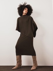 Mint Velvet Green Poncho Knit Midi Dress - Image 1 of 8