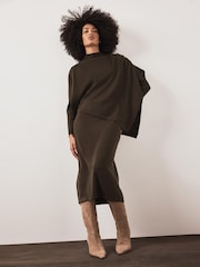 Mint Velvet Green Poncho Knit Midi Dress - Image 2 of 8