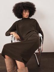 Mint Velvet Green Poncho Knit Midi Dress - Image 3 of 8
