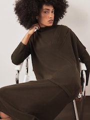 Mint Velvet Green Poncho Knit Midi Dress - Image 6 of 8