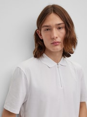 HUGO White Quarter Zip Polo Shirt - Image 1 of 5