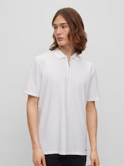 HUGO White Quarter Zip Polo Shirt - Image 2 of 5