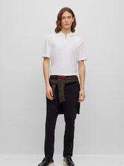 HUGO White Quarter Zip Polo Shirt - Image 4 of 5