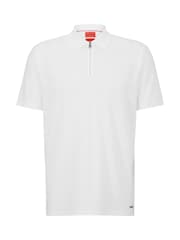 HUGO White Quarter Zip Polo Shirt - Image 5 of 5