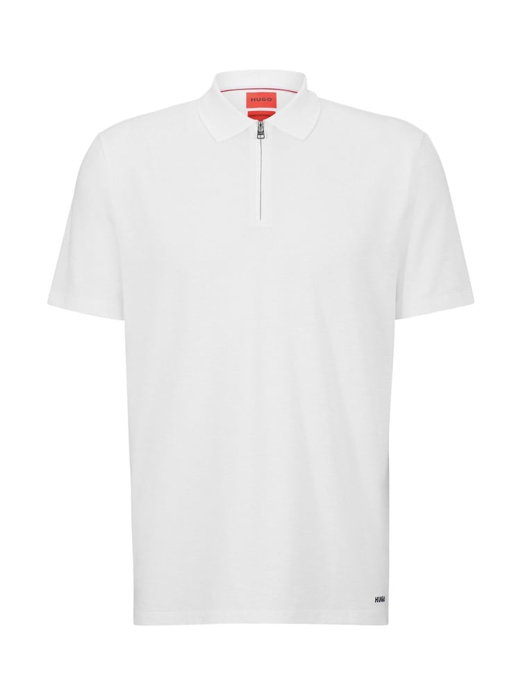 HUGO White Quarter Zip Polo Shirt - Image 5 of 5 HUGO White Quarter Zip Polo Shirt - Image 5 of 5