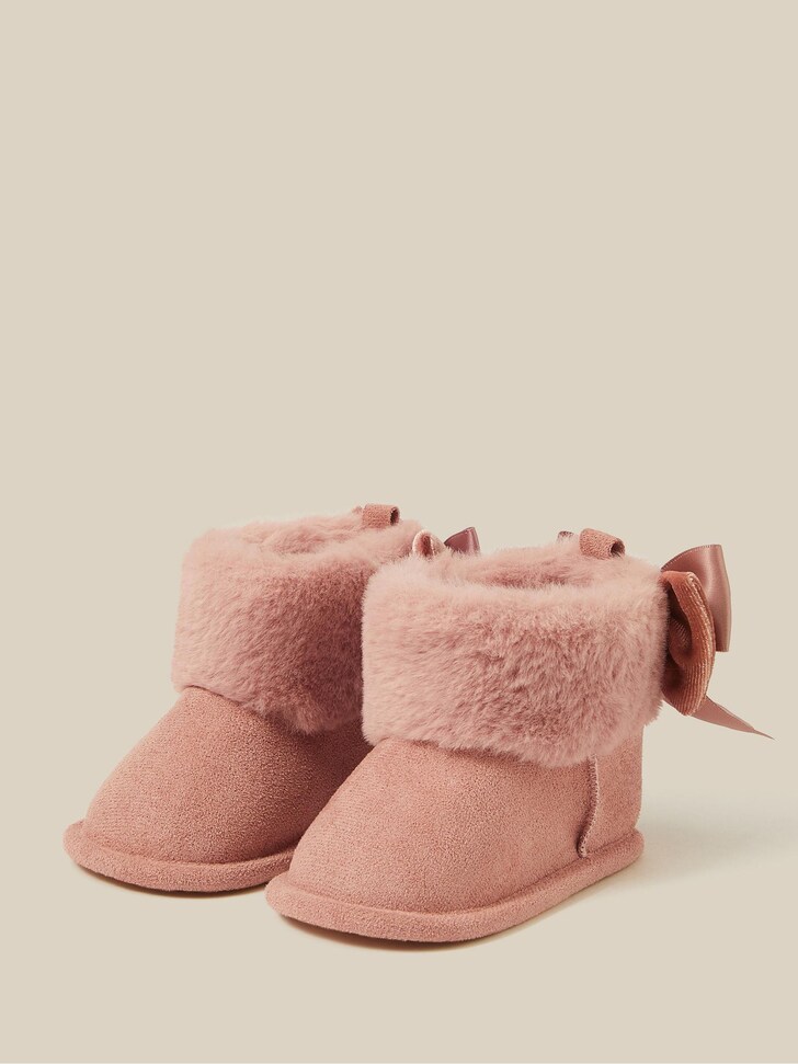 Monsoon Pink Bow Faux Suede Booties