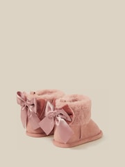 Monsoon Pink Bow Faux Suede Booties - Image 2 of 2