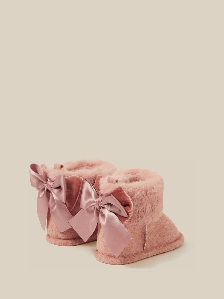 Monsoon Pink Bow Faux Suede Booties - Image 2 of 2