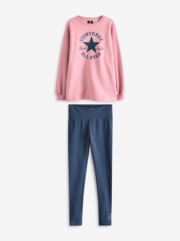 Converse Blue Crew and Leggings Set - Image 1 of 7