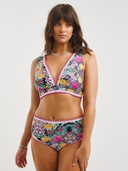 Figleaves Pink	 Floral Print Frida High Waist Bikini Briefs - Image 1 of 5