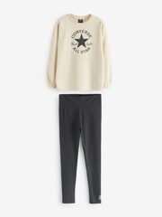 Converse Cream Crew and Leggings Set - Image 1 of 7