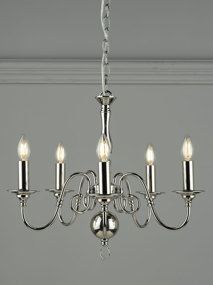 Laura Ashley Chrome Winchester 5 Light Pendant Light - Image 1 of 5