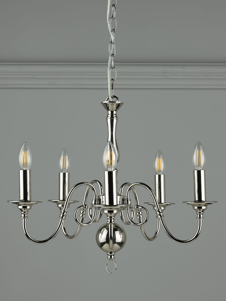 Laura Ashley Chrome Winchester 5 Light Pendant Light - Image 2 of 5