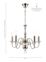 Laura Ashley Chrome Winchester 5 Light Pendant Light - Image 5 of 5