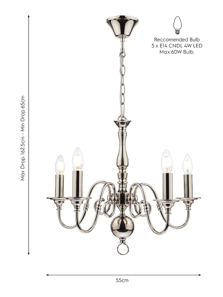 Laura Ashley Chrome Winchester 5 Light Pendant Light - Image 5 of 5