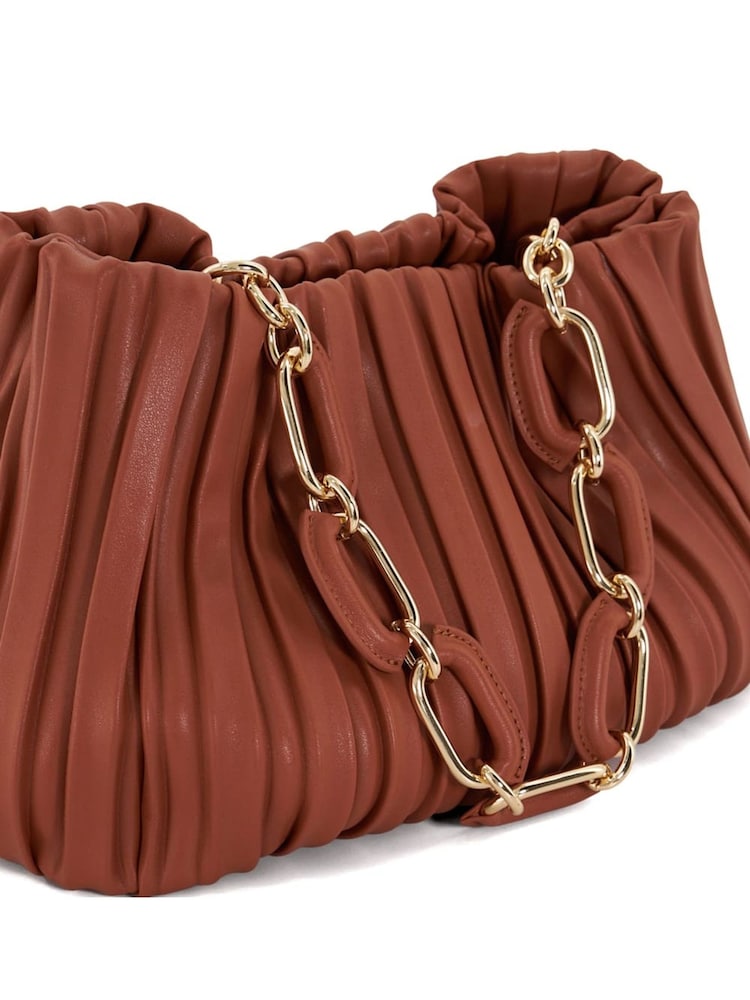 Dune London Brown Medium Dominie Pleat Slouch Bag - Image 6 of 6