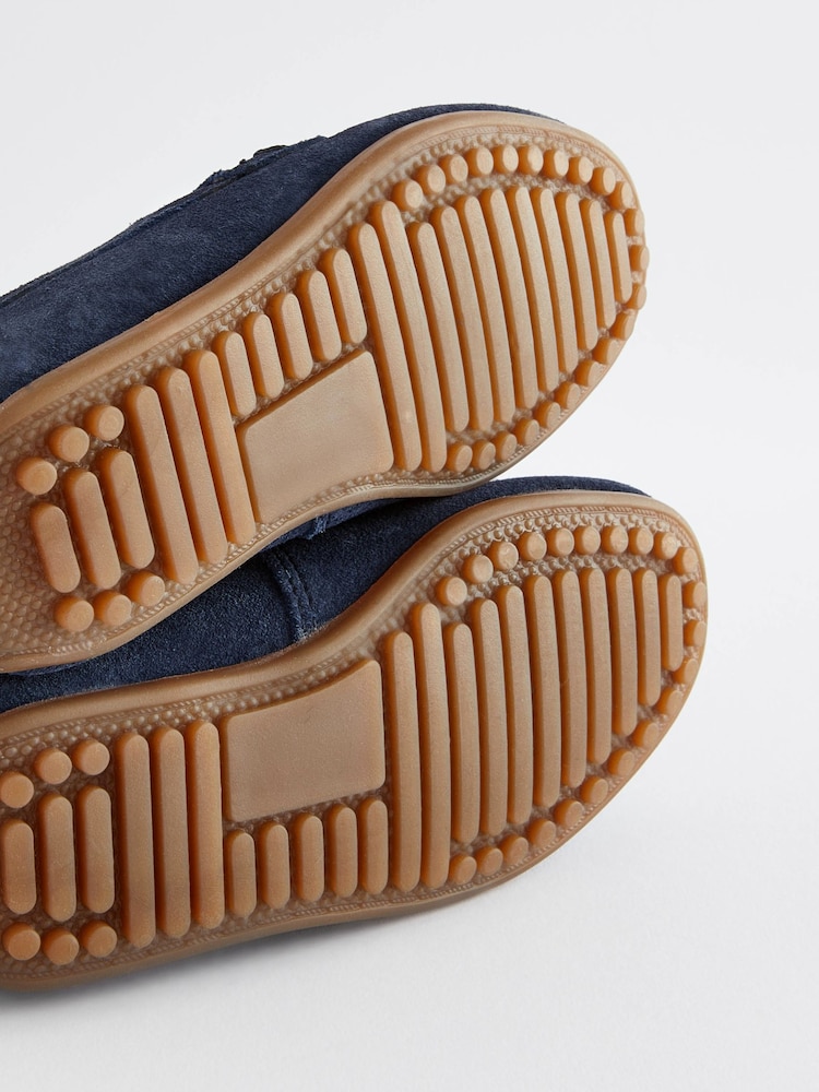 Navy Blue Standard Fit (F) Suede Slip-Ons Loafers Shoes - Image 7 of 7