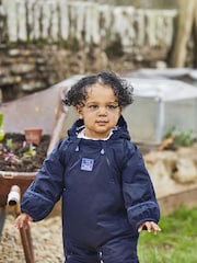 JoJo Maman Bébé Navy Blue Waterproof Fleece Lined Puddle Suit - Image 2 of 9