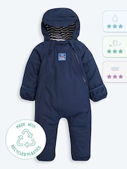 JoJo Maman Bébé Navy Blue Waterproof Fleece Lined Puddle Suit - Image 6 of 9