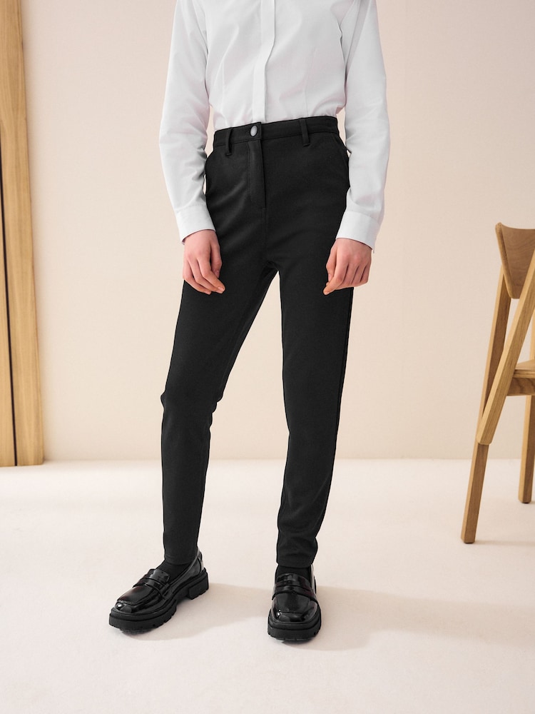 Black Senior High Waist Stretch School Trousers (9-18yrs) - Image 1 of 6