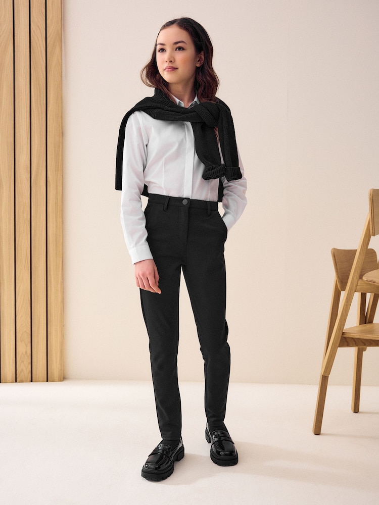 Black Senior High Waist Stretch School Trousers (9-18yrs) - Image 2 of 6