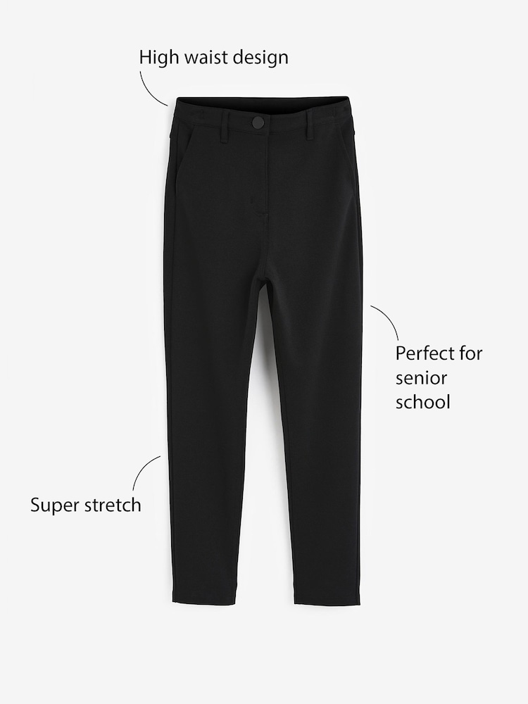 Black Senior High Waist Stretch School Trousers (9-18yrs) - Image 3 of 7