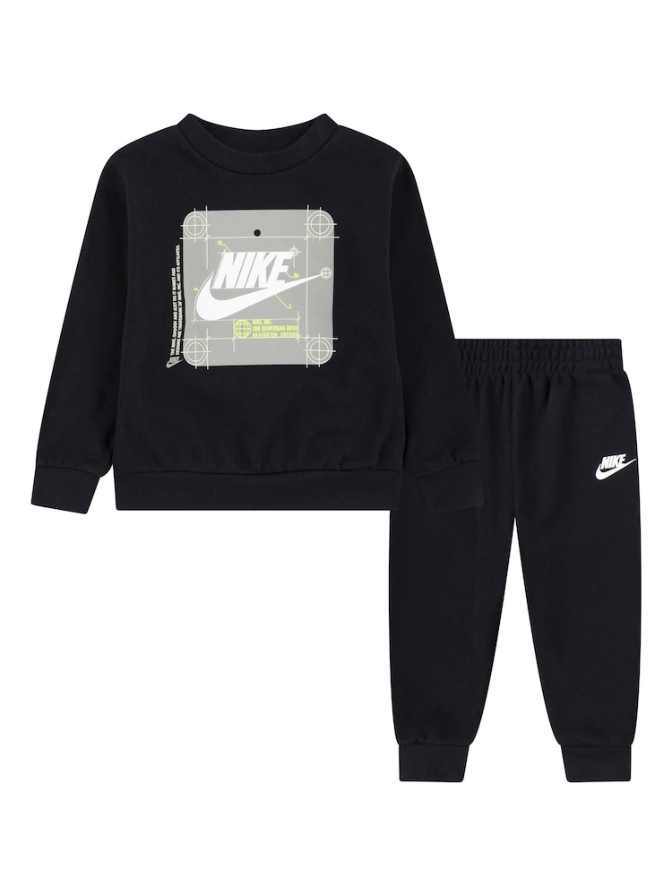 Nike Black Little Kids Future Utility Crew Tracksuit - Image 1 of 4 Nike Black Little Kids Future Utility Crew Tracksuit - Image 1 of 4
