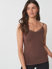 Nude/Dark Nude Lace Trim Vests 2 Pack - Image 5 of 8