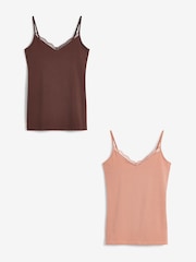 Nude/Dark Nude Lace Trim Vests 2 Pack - Image 6 of 8