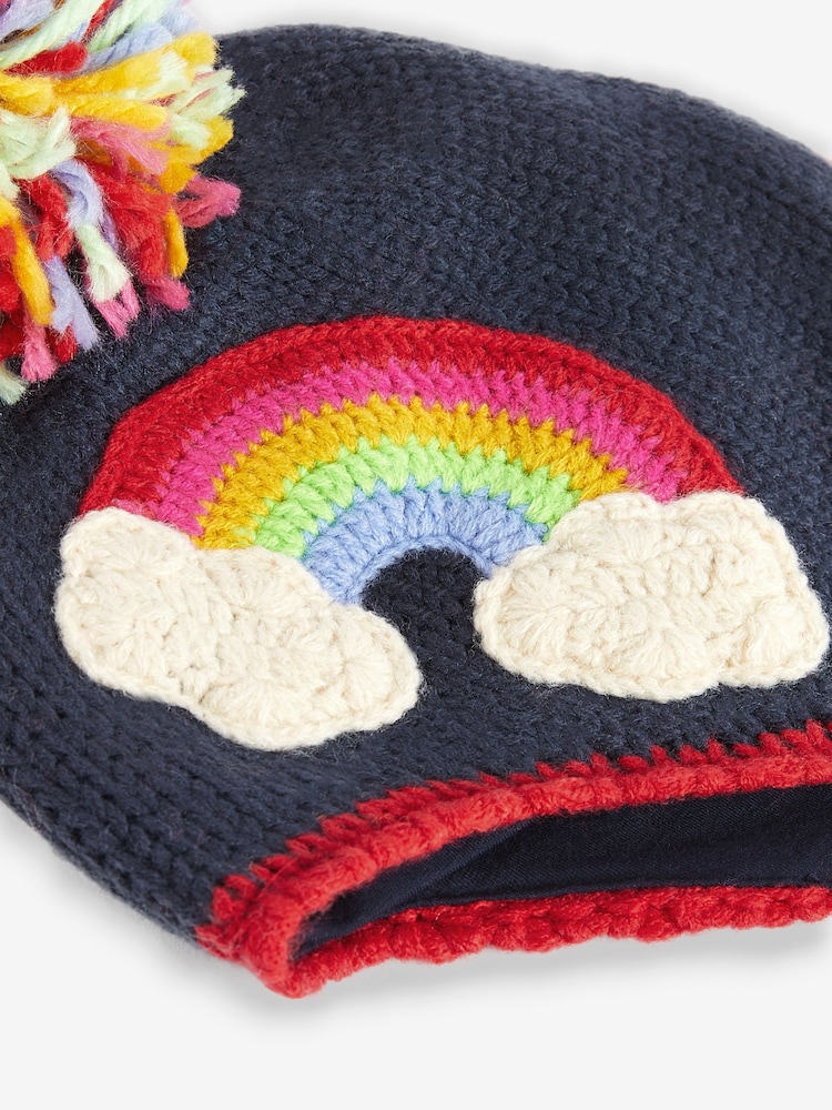 Navy Blue Rainbow Trapper Hat (3mths-6yrs) - Image 2 of 2