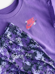 Nike Purple Little Kids Ruffle Sweatshirt and Flared Leggings Set - Image 4 of 5