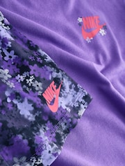 Nike Purple Little Kids Ruffle Sweatshirt and Flared Leggings Set - Image 5 of 5