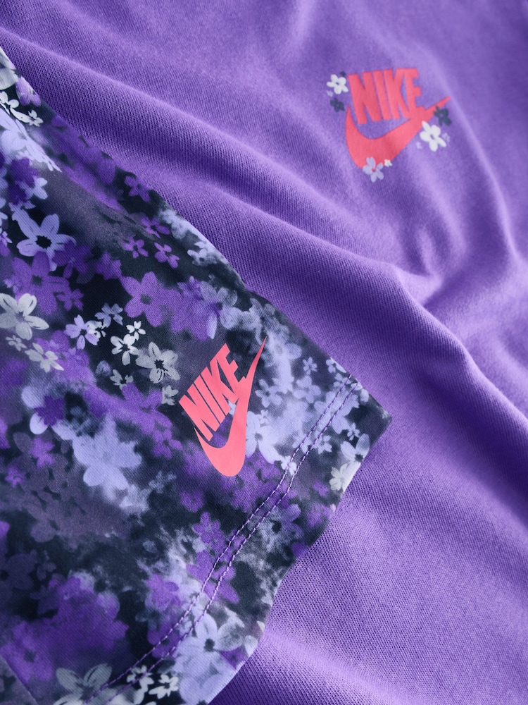Nike Purple Little Kids Ruffle Sweatshirt and Flared Leggings Set - Image 5 of 5