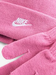 Nike Pink Club Beanie Hat and Glove Set Age 3-7yrs - Image 2 of 4