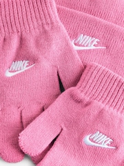 Nike Pink Club Beanie Hat and Glove Set Age 3-7yrs - Image 3 of 4