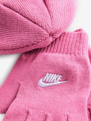 Nike Pink Club Beanie Hat and Glove Set Age 3-7yrs - Image 4 of 4