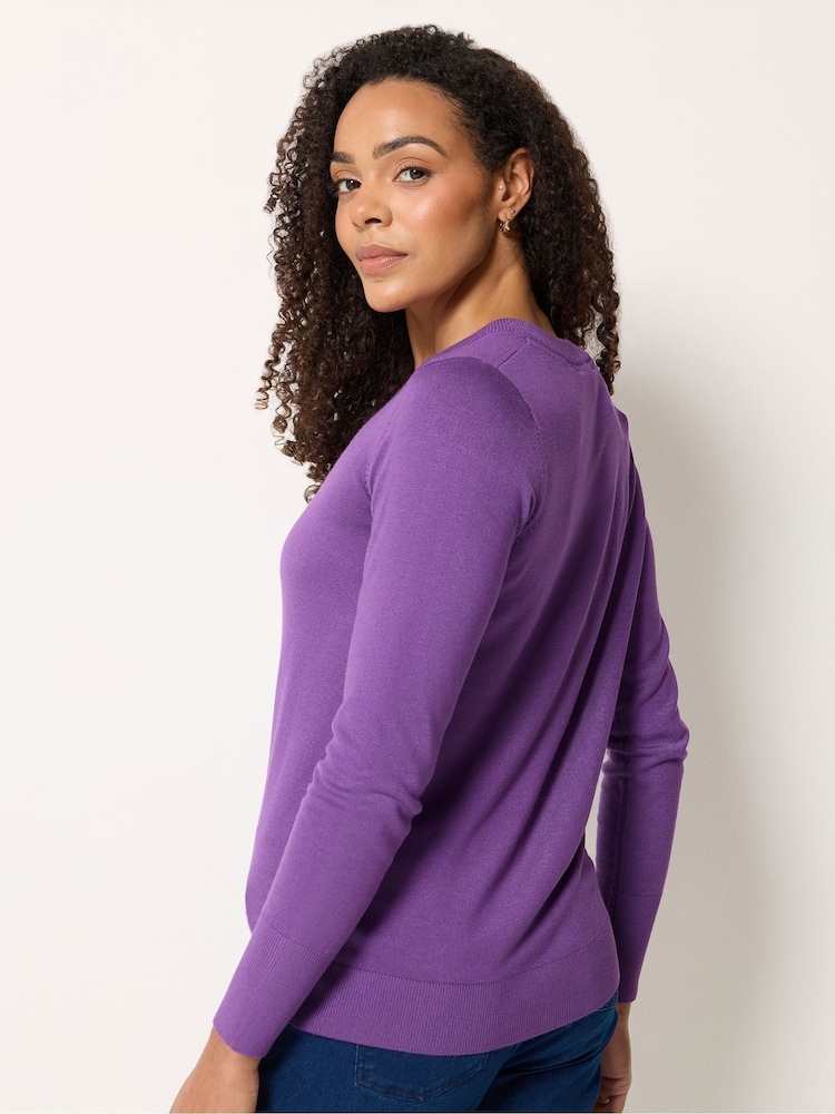 M&Co Purple V-Neck Long Sleeve Jumper - Image 2 of 5