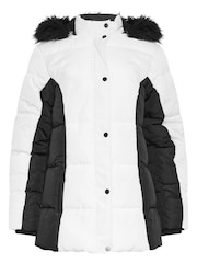 Long Tall Sally Black Colourblock Puffa Coat - Image 1 of 2