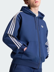 adidas Originals Blue Adicolor Oversize Full-Zip Hoodie - Image 1 of 5